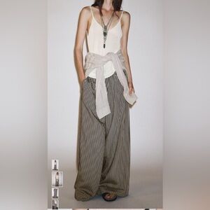 Zara Light Flowy Soft Wide leg High Waist Stripe Palazzo Pant M Bloggers Mango M